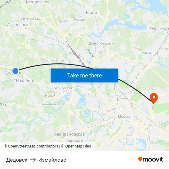 Дедовск to Измайлово map