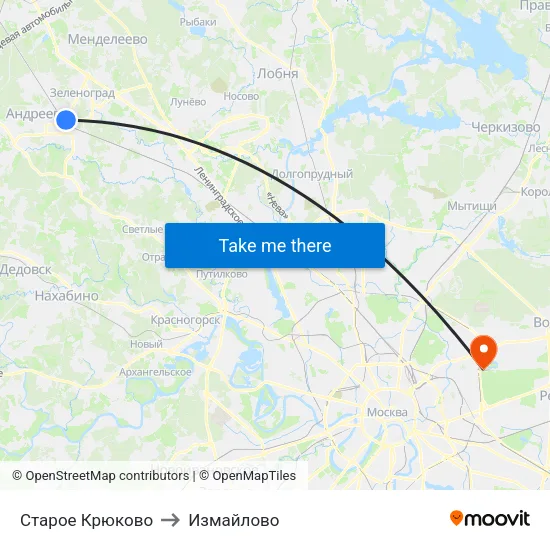 Старое Крюково to Измайлово map