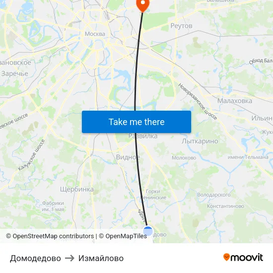 Домодедово to Измайлово map