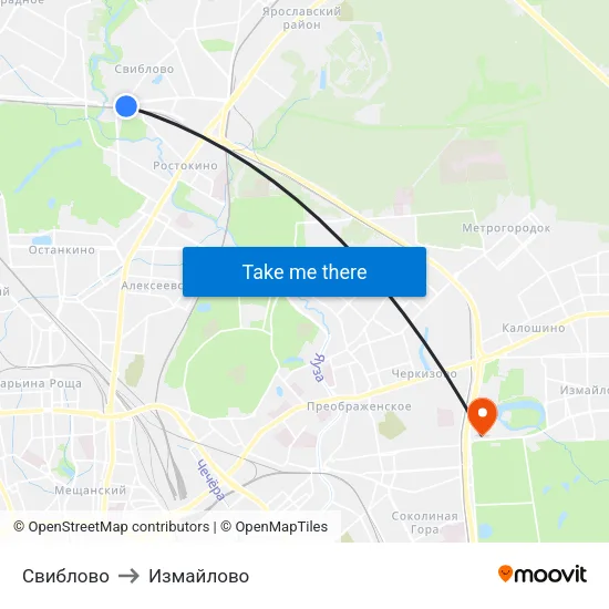 Свиблово to Измайлово map