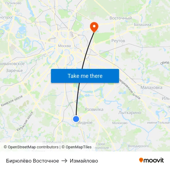 Бирюлёво Восточное to Измайлово map