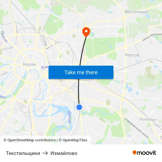 Текстильщики to Измайлово map