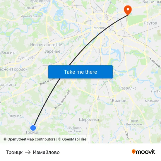 Троицк to Измайлово map