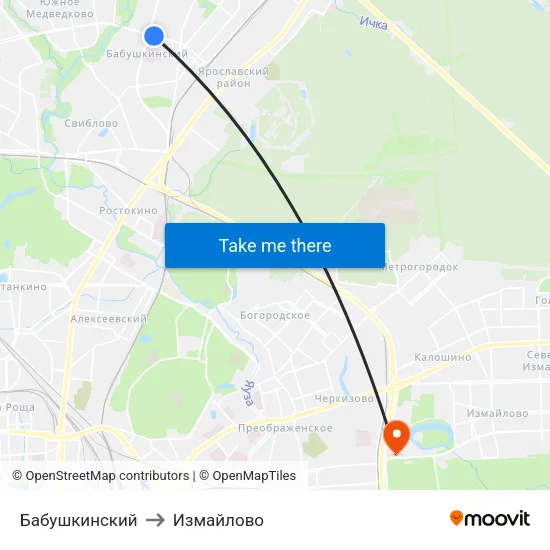 Бабушкинский to Измайлово map