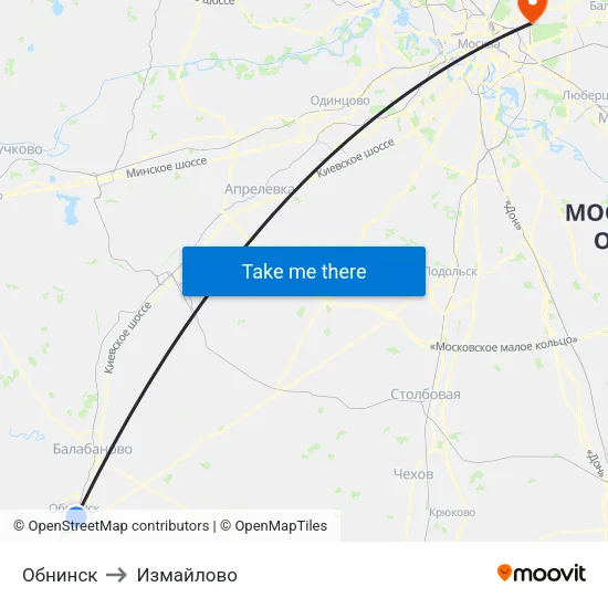 Обнинск to Измайлово map