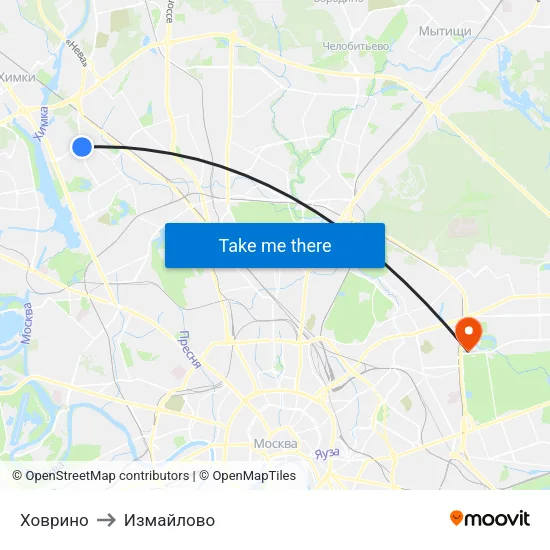 Ховрино to Измайлово map