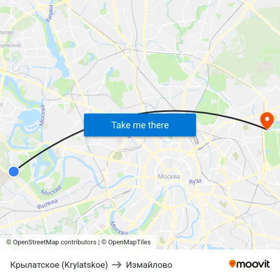 Крылатское (Krylatskoe) to Измайлово map