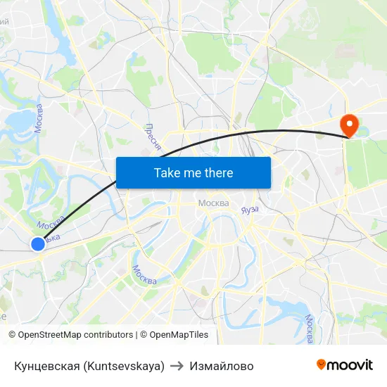 Кунцевская (Kuntsevskaya) to Измайлово map