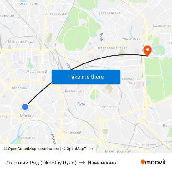 Охотный Ряд (Okhotny Ryad) to Измайлово map