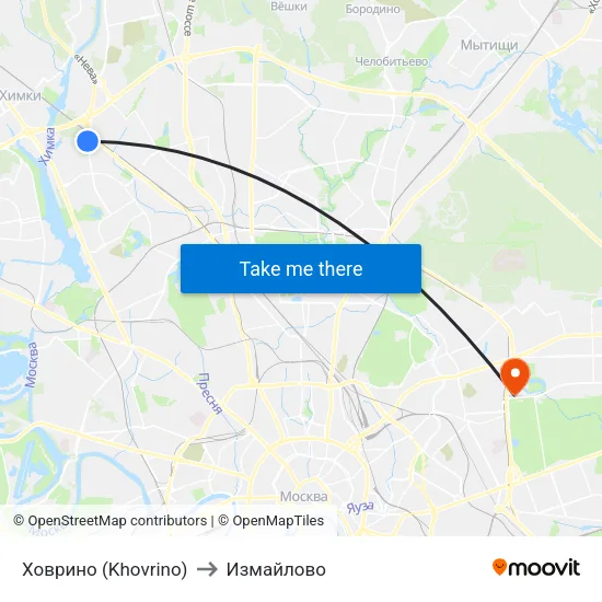 Ховрино (Khovrino) to Измайлово map