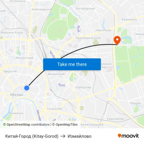Китай-Город (Kitay-Gorod) to Измайлово map
