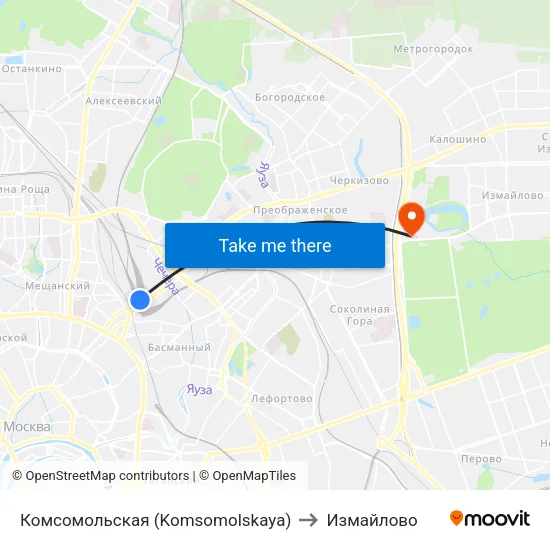 Комсомольская (Komsomolskaya) to Измайлово map