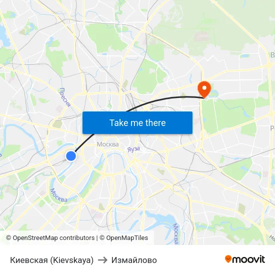 Киевская (Kievskaya) to Измайлово map
