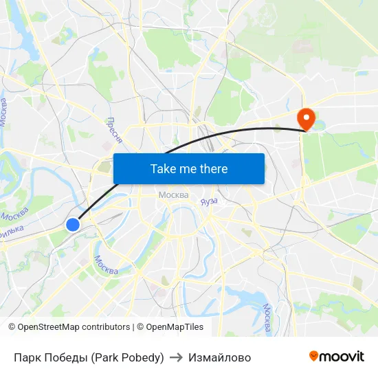 Парк Победы (Park Pobedy) to Измайлово map