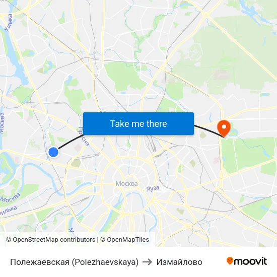 Полежаевская (Polezhaevskaya) to Измайлово map