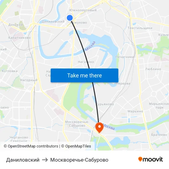 Даниловский to Москворечье-Сабурово map