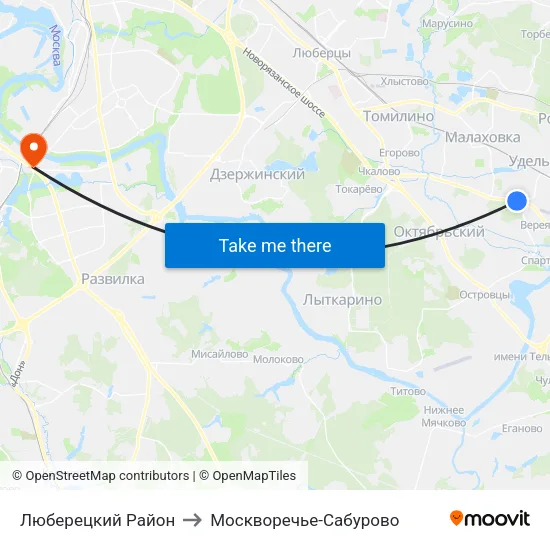 Люберецкий Район to Москворечье-Сабурово map