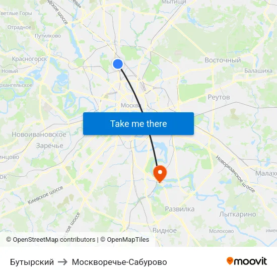 Бутырский to Москворечье-Сабурово map
