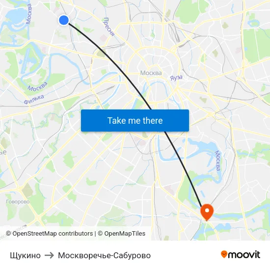 Щукино to Москворечье-Сабурово map