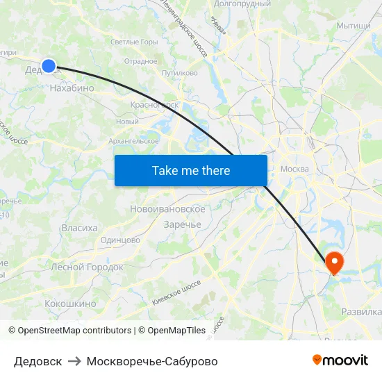 Дедовск to Москворечье-Сабурово map