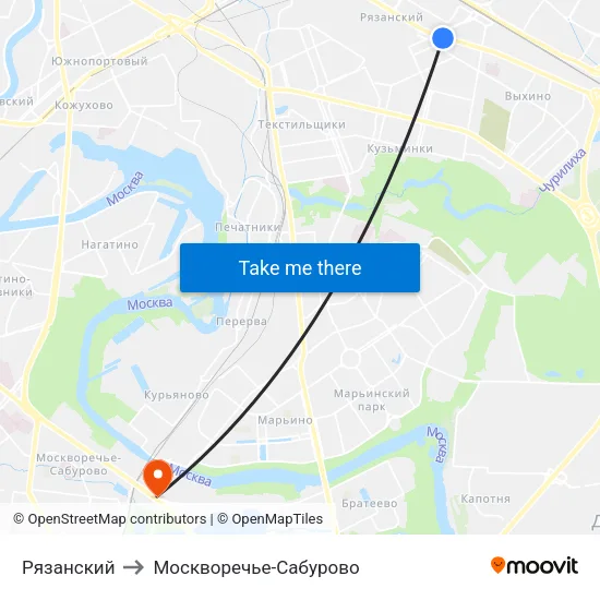 Рязанский to Москворечье-Сабурово map