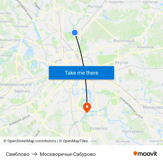 Свиблово to Москворечье-Сабурово map