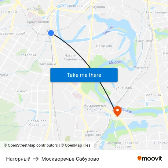 Нагорный to Москворечье-Сабурово map