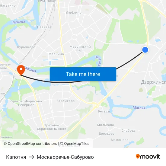 Капотня to Москворечье-Сабурово map