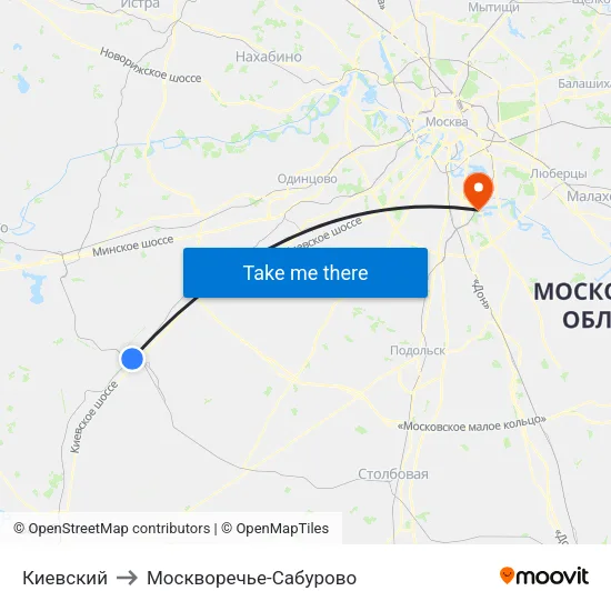 Киевский to Москворечье-Сабурово map