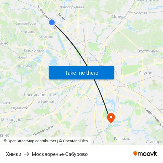 Химки to Москворечье-Сабурово map