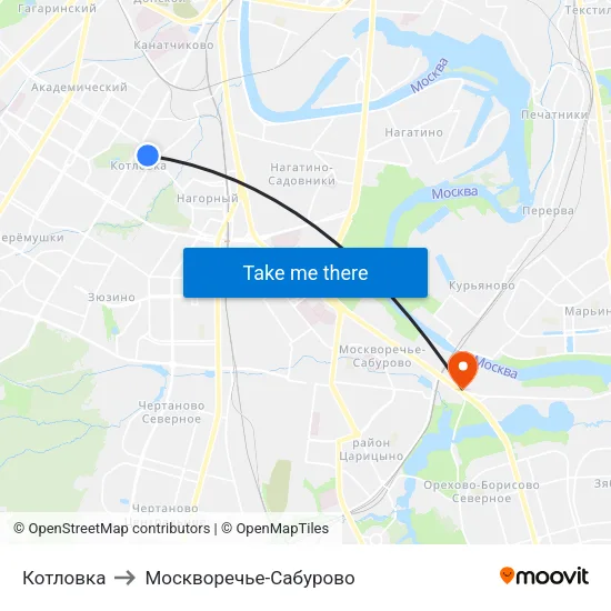 Котловка to Москворечье-Сабурово map
