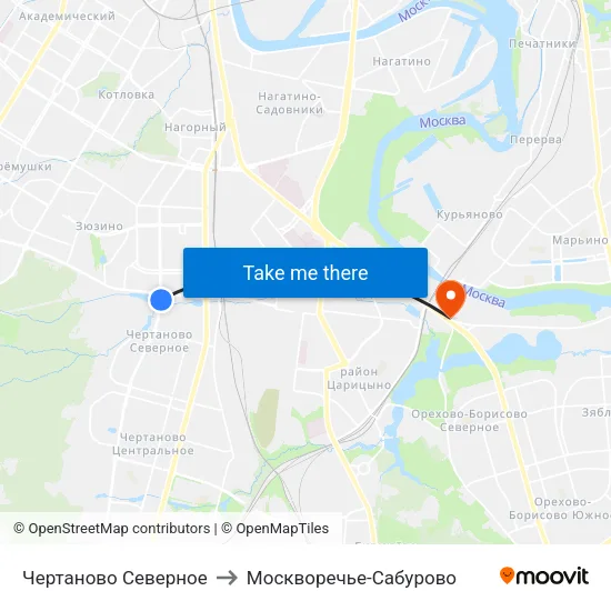 Чертаново Северное to Москворечье-Сабурово map