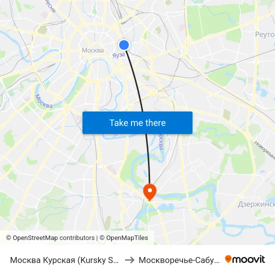 Москва Курская (Kursky Station) to Москворечье-Сабурово map
