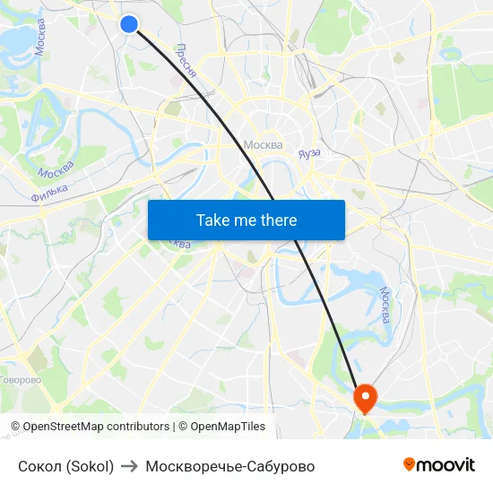 Сокол (Sokol) to Москворечье-Сабурово map