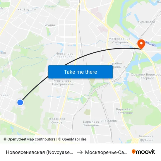 Новоясеневская (Novoyasenevskaya) to Москворечье-Сабурово map