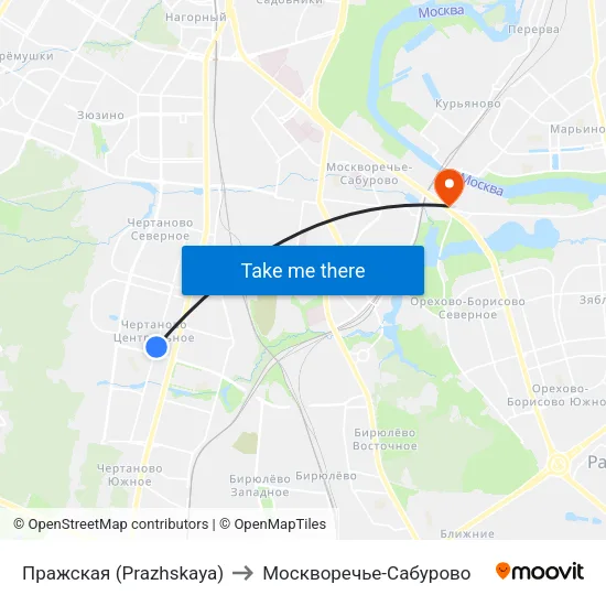 Пражская (Prazhskaya) to Москворечье-Сабурово map