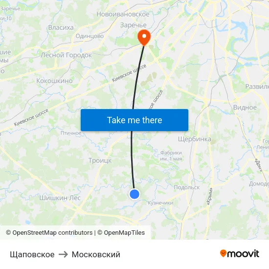 Щаповское to Московский map