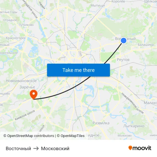Восточный to Московский map