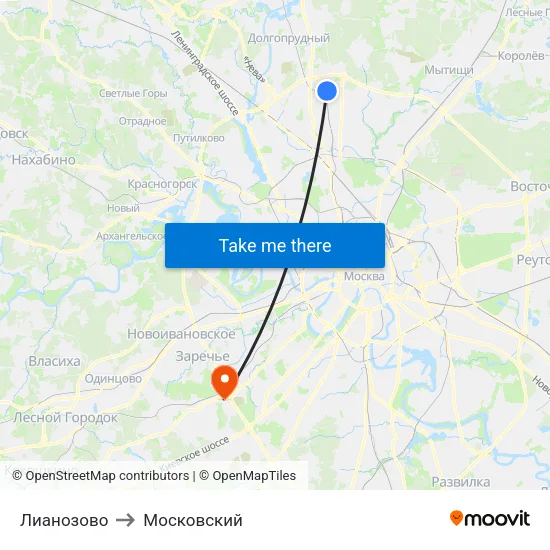 Лианозово to Московский map