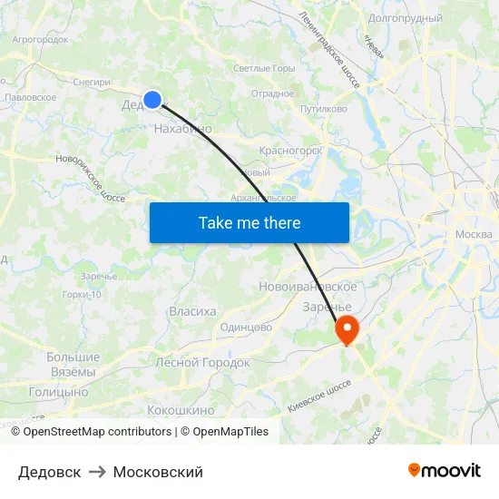 Дедовск to Московский map