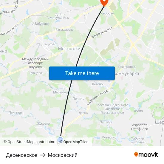 Десёновское to Московский map