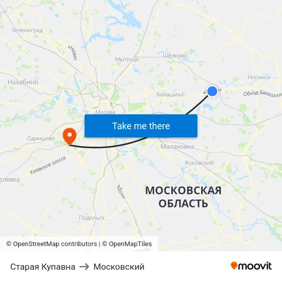 Старая Купавна to Московский map