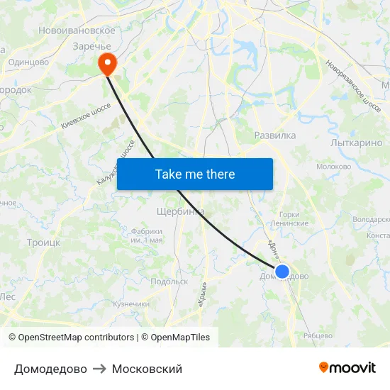 Домодедово to Московский map