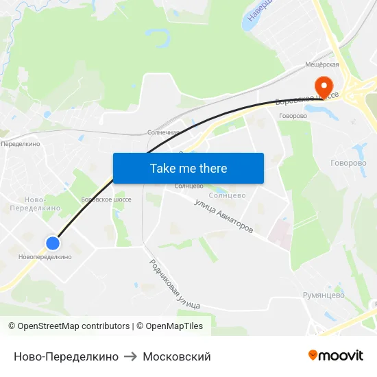 Ново-Переделкино to Московский map