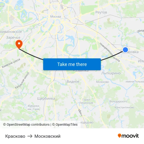 Красково to Московский map