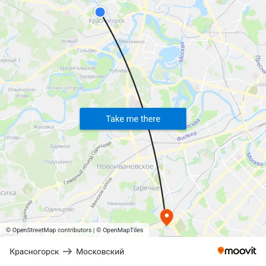 Красногорск to Московский map
