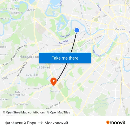 Филёвский Парк to Московский map