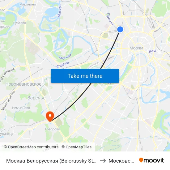 Москва Белорусская (Belorussky Station) to Московский map