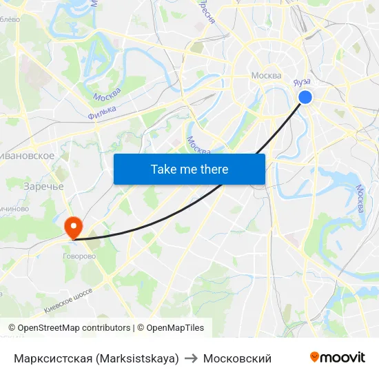 Марксистская (Marksistskaya) to Московский map