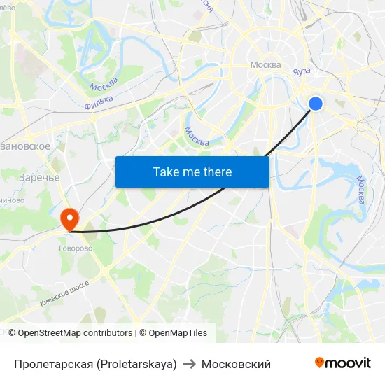 Пролетарская (Proletarskaya) to Московский map
